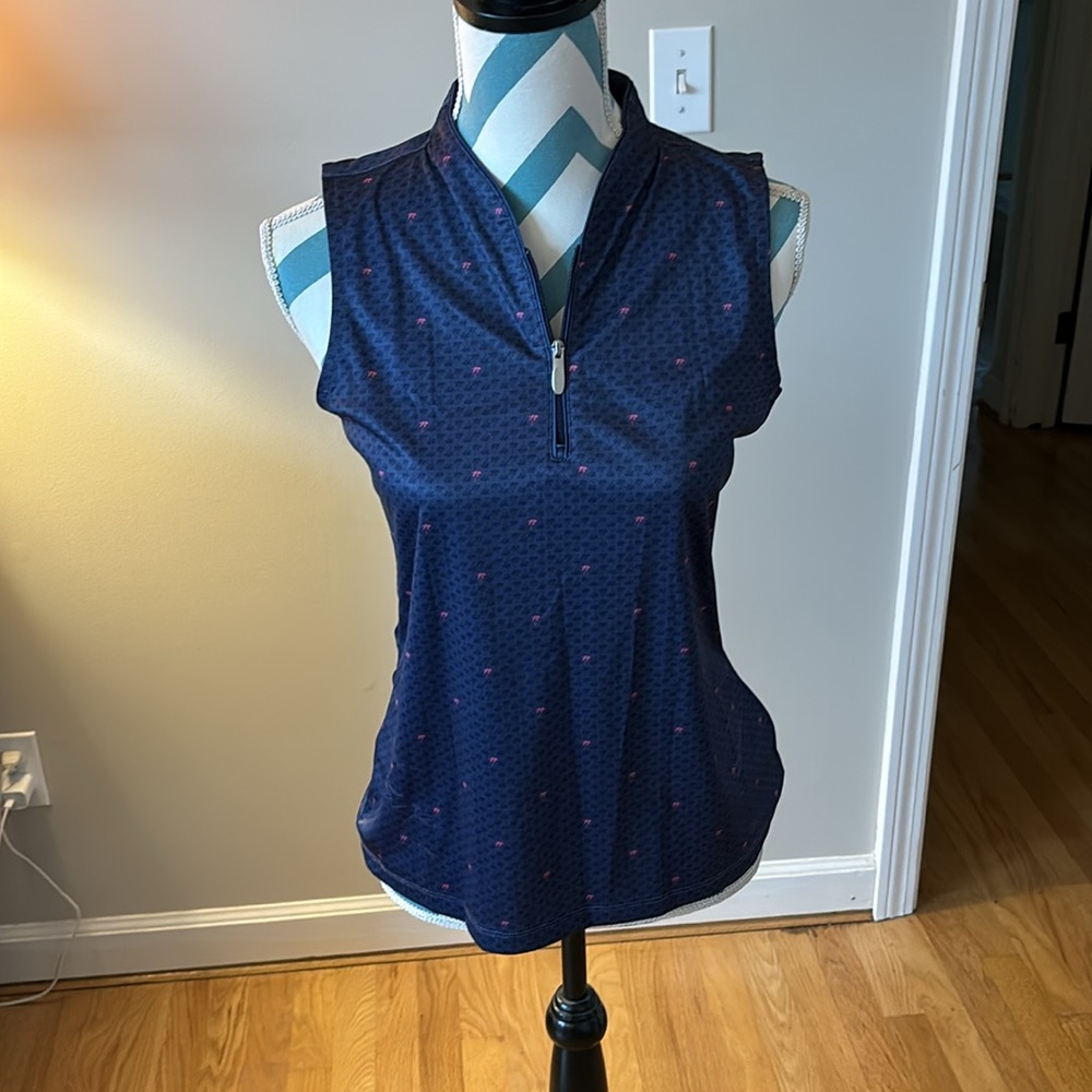 Greg Norman mock neck sleeveless golf shirt